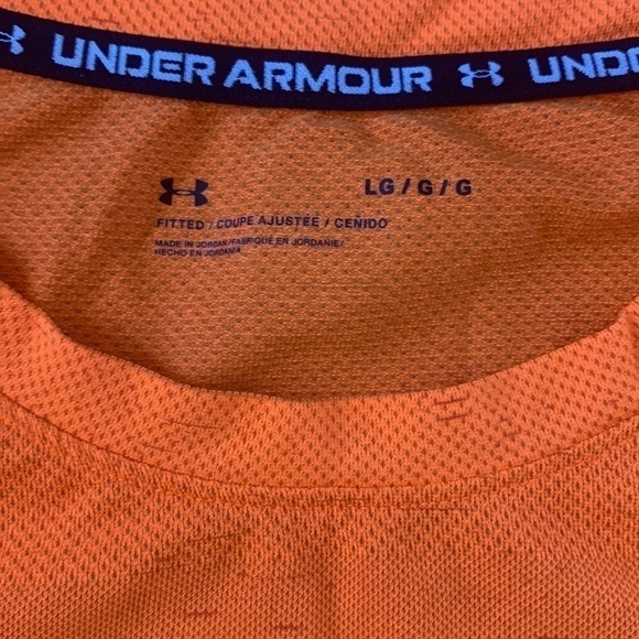 Under Armour Orange Black Short Sleeve Crew Neck‎ Activewear Shirt Size L - Picture 5 of 5